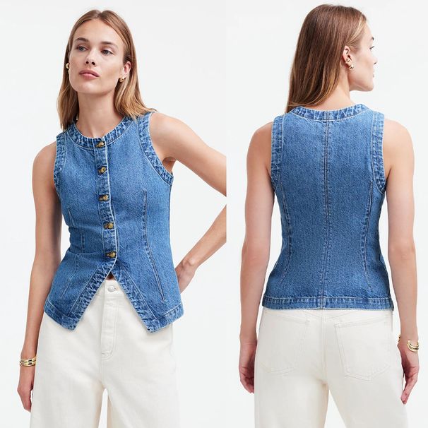 Women's Clothing Summer Women's Sleeveless Slim Fit Denim Vest Round Neck Shoulder Vest For Formal & Casual For Women_ecoleips.com