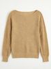 Women Soft Skin-Friendly Breathable Knit Sweater Boat Neck Lantern Long Sleeve Oversized Loose Rib Hem Knit Top_ecoleips.com