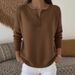 Women's Knitted Button V Neck Sweater Solid Color Autumn Winter Casual Fashion Cross Border European American New Style 2026 Christmas_ecoleips.com