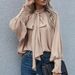 Women's Clothing High Neck Bow Tie Puff Long Sleeve Women's Top Style Loose Fit Versatile Clothing Best Seller_ecoleips.com