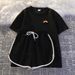 Women's Korean Style Milk Silk Lounge Set - Drawstring Short Sleeve Top & Loose Shorts 2-Piece Outfit (Casual, Sporty, Coords)_ecoleips.com