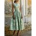 Elegant Sleeveless Floral A Line Dress For Women High Waist Big Hem Temperament Ladies Casual Party Vacation Floral Dress_ecoleips.com