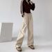 American Work Women's High-End Children's Spring And Autumn High Waisted Wide Sweatpants, Straight Leg Casual Sports_ecoleips.com