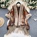 Women's Relaxed Retro Style Cardigan Fur Patchwork Knitwear Outerwear Casual High-End Shawl Cape Loose Stylish Winter_ecoleips.com