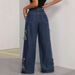 Women's Casual Versatile Jeans Loose Straight Leg Five Pointed Star Tassel Frayed Edge Denim European American Style_ecoleips.com