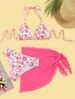 Women's Clothing Floral Lace Up Bikini Swimsuit Provides Comfort And Style For Various Aquatic Activities Women's Two Piece Set Three Piece_ecoleips.com