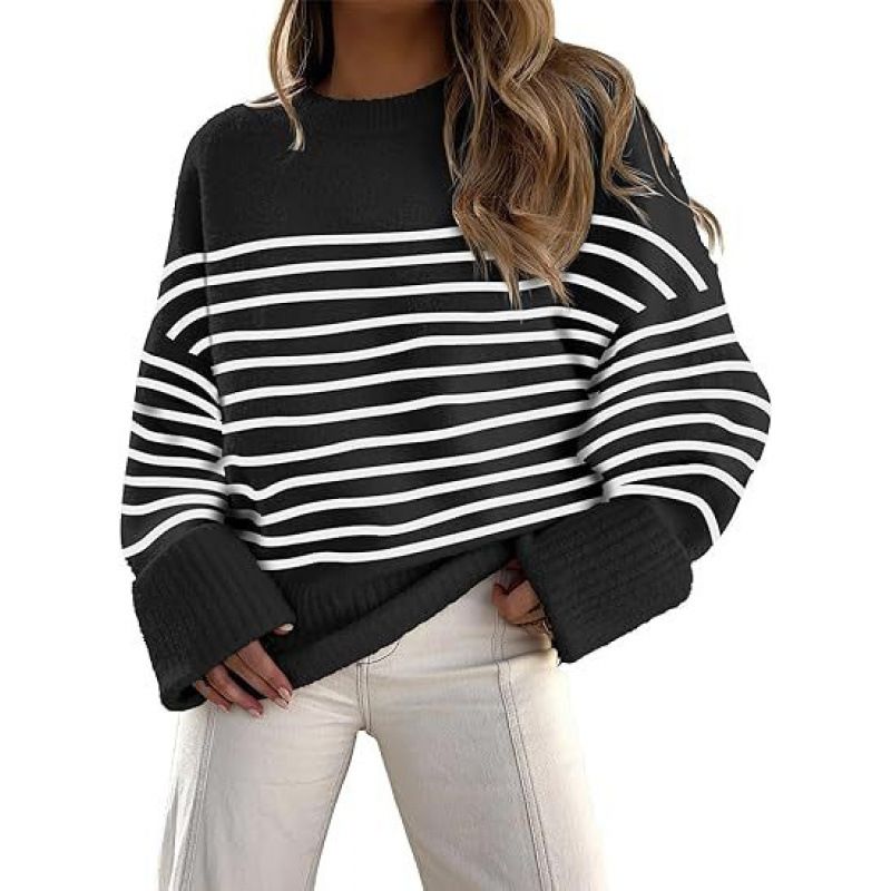 Aria Basics Aria Basics Cross-border 2025 New Popular European American Women's Sweater, Autumn Winter Round Neck Pullover, Loose And Thick_ecoleips.com