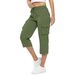 Women's Clothing Women's High-Waisted Drawstring Cargo Pants With Pockets A-Line Loose Wide Leg Stretch Hem Casual 7/8 Pants_ecoleips.com
