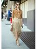 K New Denim Style Wild And Domineering Heavy Industry Tassel Mid Length Skirt For Women_ecoleips.com