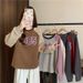 real-shot American-style Raglan Sleeve Spring And Autumn Sweatshirt For Women, Thin Loose-fit Color-blocked_ecoleips.com