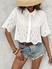 Women's Fashion Embroidered Lace Solid Color Versatile Shirt Hot Selling Item for Business Casual Occasions_ecoleips.com