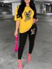 Women's Casual Fashion Cartoon Rabbit Pattern Printed Loose T-shirt+cropped Pants Two-piece Home Sportswear Daily Wear-221_ecoleips.com