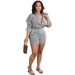 Women's Casual Striped Button-Up Shirt And Shorts Set Streetwear Outfit For Spring Summer Stylish Top Bottoms Ensemble_ecoleips.com