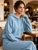 Rib Knit Hooded 2 Piece Set, Lightweight Loungewear_ecoleips.com