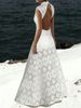 New Cross-Border Romantic Hollow Crochet Backless Maxi Dress, Slim Jacquard A-Line Long Dress, Summer Outfit Suitable For Beach Vacation_ecoleips.com