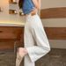 Petite High-Waisted Wide Leg Jeans Women's Loose Fit Slimming Design Cropped Straight Leg Pants White New Spring/Summer Style_ecoleips.com