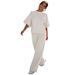 Women's Clothing Women's Solid Color Casual Fashion Set Short Sleeved Top With Wide Leg Pants Spring/Summer Two Piece Loose Fit Style_ecoleips.com