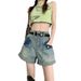 Denim Shorts Women's Summer New High-waisted And Thin Loose A-word Straight Wide-leg Pants_ecoleips.com