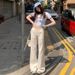 Wholesale White Low-waist Flared Jeans With Round Pocket Design For Women, Spring/summer Slim-fit Stretch Straight-leg_ecoleips.com