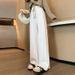 Knitted Wide Leg With A Sense Of Design, Side Pleat Groove Strips, Autumn Winter Thick Hanging Feeling, Loose And_ecoleips.com