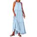 Women's Ruffled Flowy A-Line Maxi Dress – Casual Beach Resort Gown For Summer 2026_ecoleips.com