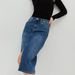 Women's Clothing Cotton Mid Length Denim Skirt With Slits_ecoleips.com