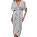 Women's Clothing Floral Print V Neck Dress American Style Casual Vacation Wear Spot_ecoleips.com