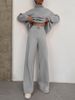 Women's Fashionable Casual Two Piece Set High Neck Loose Fit Long Sleeve Top with Wide Leg Pants European American Style_ecoleips.com