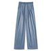 Fleece Jeans Women's Autumn And Winter 2025 New Loose Large Size Drape Straight High Waist Thin Elastic Waist Wide Leg Pants_ecoleips.com