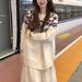 girl Feil Island Loose Round Neck Sweater For Women, Autumn And Winter Thickened Retro College Style Jacquard Versatile_ecoleips.com