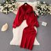 Women's Knit Sweater Dress Set – Oversized Cardigan & Slim Fit Slip Dress (One Size, 7 Colors, Casual Layering Outfit For Fall/Winter)_ecoleips.com