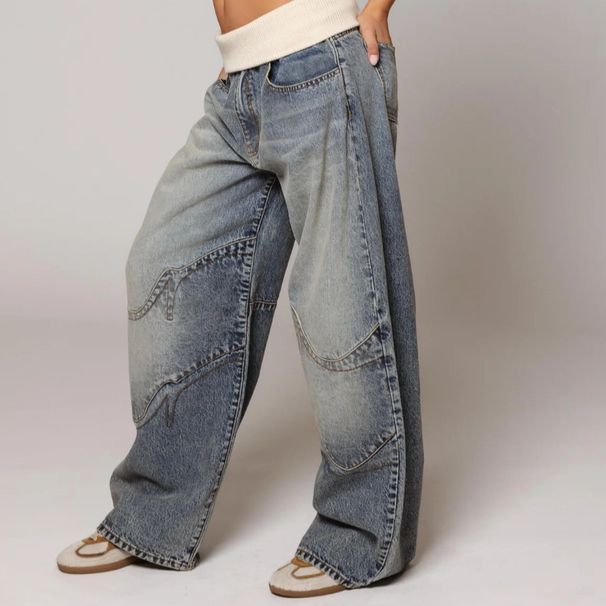Vintage Washed Distressed High-Waisted Loose Fit Jeans For Women – Comfortable & Stylish Casual Denim Pants_ecoleips.com