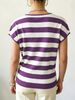 Women Soft Skin-Friendly Breathable Striped Knit Top Wrap V Neck Cap Sleeve Loose Waist Cinch Cropped Knit Blouse_ecoleips.com