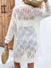Lightweight Airy Open Front Hollow Out Loose Long Sleeve Knit Cover Up_ecoleips.com
