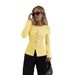 Women's Elegant Round Neck Long Sleeve Knitted Cardigan European American Style Solid Color Cardigan With Metal Button Design New Autumn Style_ecoleips.com