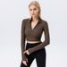 Women's High-waisted Stand-up Neck Zipper Long-sleeved Yoga Jacket Tight And Thin High-elastic Sports Fitness Clothes_ecoleips.com