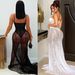 Women's Lace Sheer Evening Dress – Sexy Backless Slit Gown With Spaghetti Straps (S-XXL, Black/White)_ecoleips.com