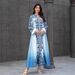 Women's Clothing Fashion Printed V Neck Loose Dress Female Beaded Hot Diamond Robe_ecoleips.com