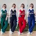 Women's Casual Summer Suit Set - Polo Collar Top & Wide Leg Pants, Contrast Color Two-Piece Outfit_ecoleips.com