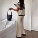 Women's High-End Striped Knitted Pant Set Casual Slim Fit Vest Top And Wide Leg Pants Spring/Autumn Fashion_ecoleips.com
