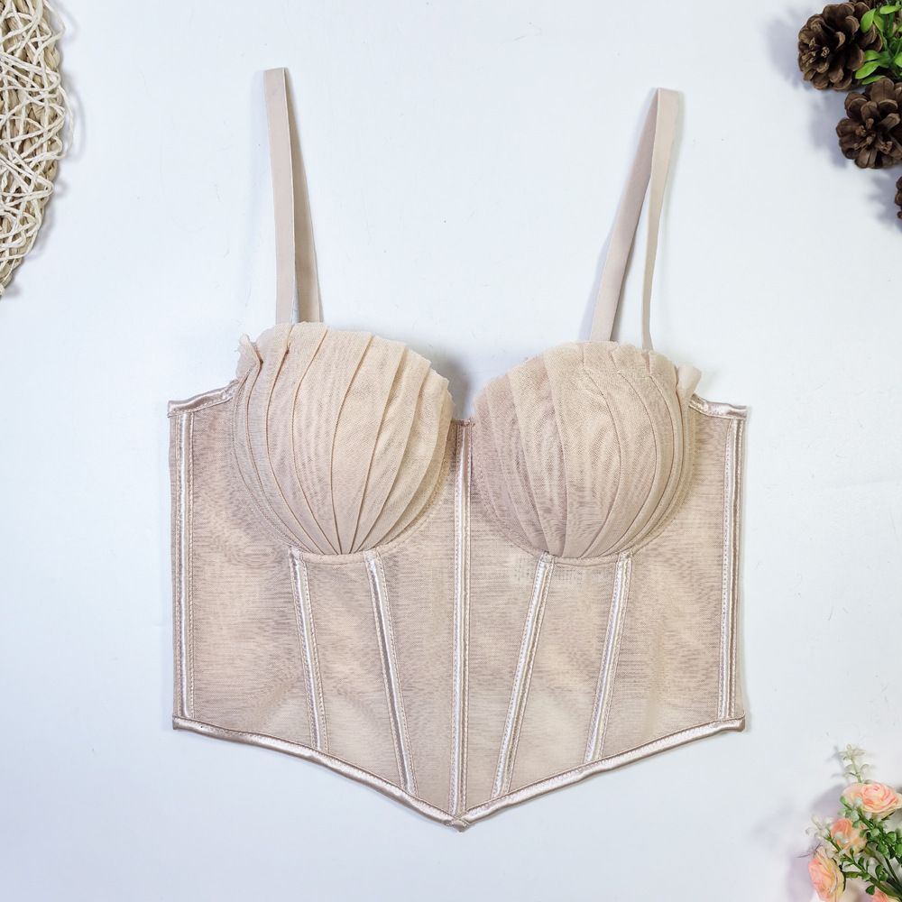 Women's Clothing Design Mesh Lace Beautiful Back Underwear Outer Wear Sexy Hot Girl Anti Exposure Tube Top Female Thin_ecoleips.com