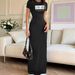 Elegant Casual Long Dress Slim Fit Round Neck Short Sleeve For Women Spring Summer Fashion Flattering Women's Clothing_ecoleips.com