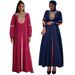 Modest Muslim Abaya Dress For Women - Oversized V-Neck Dubai Kaftan With Color Blocking, Loose Fit Islamic Long Robe For Work & Travel_ecoleips.com