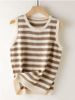 K Strap Vest Women's Loose Spring Round Neck Knitted Sweater Striped Versatile Casual Sleeveless Top_ecoleips.com