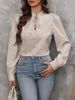 Verve 2025 Women's Fashion Autumn Winter New V-neck Tie Button Striped Long Sleeve Shirt_ecoleips.com