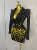 Sparkly Crystal Cha Pearls Long Sleeve Mini Dress 2025 Women Birthday Evening Party Nightclub Outfit Singer Wedding Costume F0SC_ecoleips.com