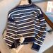Women's Clothing Retro Style Striped Sweater R Casual Loose Versatile Sweater_ecoleips.com