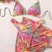 European And American Foreign Trade 2025 New Floral Triangle Cup Print Strap Sexy Bikini Three Piece Suit Swimsuit_ecoleips.com
