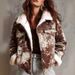 Vintage Cow Print Corduroy Jacket For Women, Soft Warm Winter Coat, Oversized Casual Outerwear With Pockets_ecoleips.com