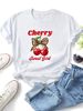 Women Crew Neck Short Sleeve T Shirt Cherry Sweet Girl Leopard Bow Graphic Tee Retro Cute Casual Loose Summer Streetwear Tops_ecoleips.com